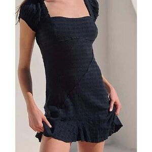Free People Black Textured Mini Dress